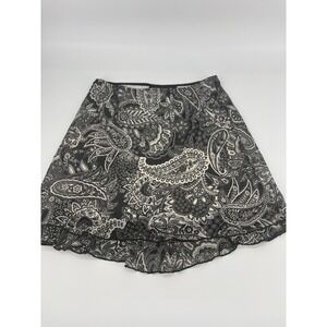 Briggs Petite Black White Paisley Flounce Ruffle‎ Skirt Size PM